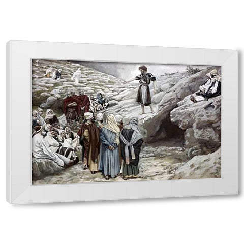 John The Baptist and The Pharisees White Modern Wood Framed Art Print by Tissot, James