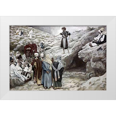 John The Baptist and The Pharisees White Modern Wood Framed Art Print by Tissot, James