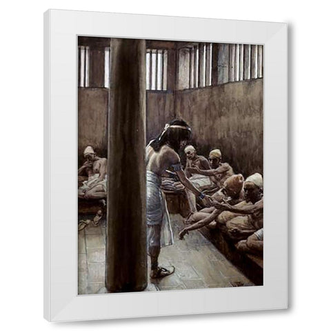 Joseph Distributes Bread In Prison White Modern Wood Framed Art Print by Tissot, James