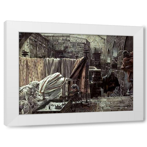 Joseph of Arimathea In Pilates House White Modern Wood Framed Art Print by Tissot, James