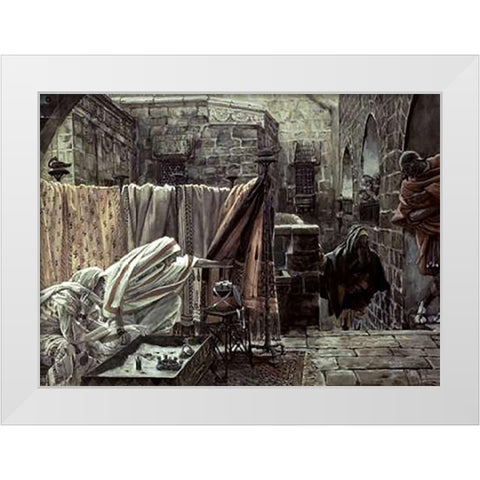 Joseph of Arimathea In Pilates House White Modern Wood Framed Art Print by Tissot, James