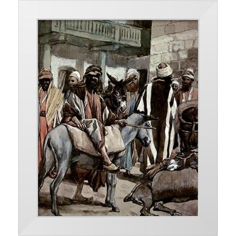 Joseph Sends His Brethren Away With Full Sacks White Modern Wood Framed Art Print by Tissot, James