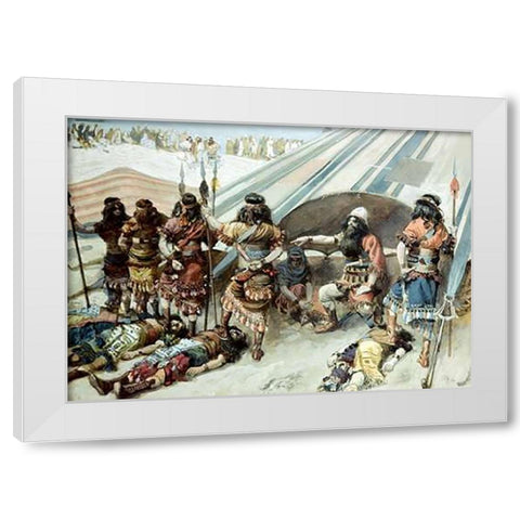 Joshua and The Five Kings White Modern Wood Framed Art Print by Tissot, James