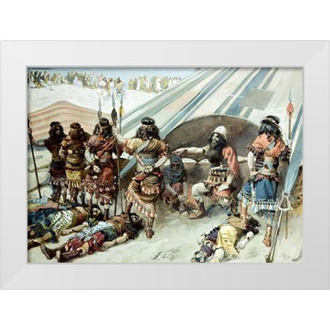Joshua and The Five Kings White Modern Wood Framed Art Print by Tissot, James