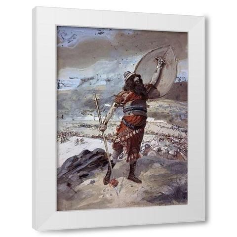 Joshua Gives The Signal For The Attack White Modern Wood Framed Art Print by Tissot, James