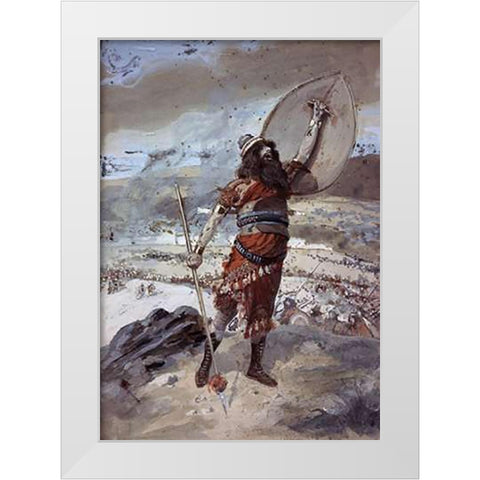 Joshua Gives The Signal For The Attack White Modern Wood Framed Art Print by Tissot, James