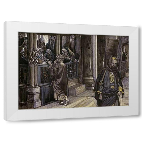 Judas Goes To The High Priests White Modern Wood Framed Art Print by Tissot, James