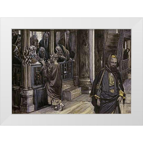Judas Goes To The High Priests White Modern Wood Framed Art Print by Tissot, James