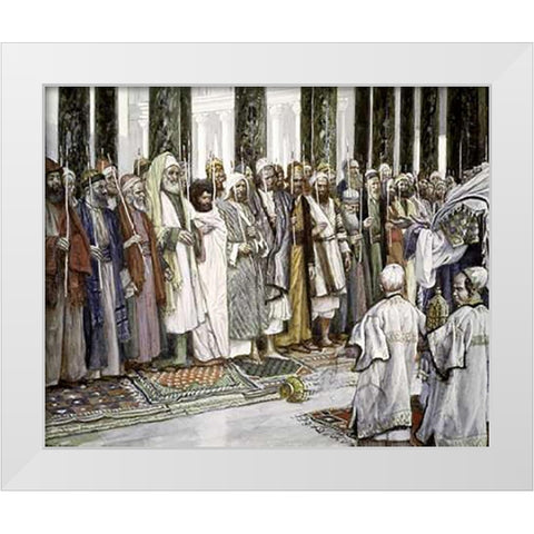 Legend of The Tests of Suitors of The Holy Virgin White Modern Wood Framed Art Print by Tissot, James