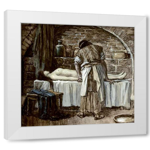 Levite Before The Corpse of His Wife White Modern Wood Framed Art Print by Tissot, James