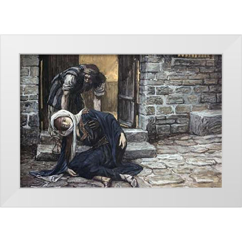 Levite Findeth His Dead Wife White Modern Wood Framed Art Print by Tissot, James