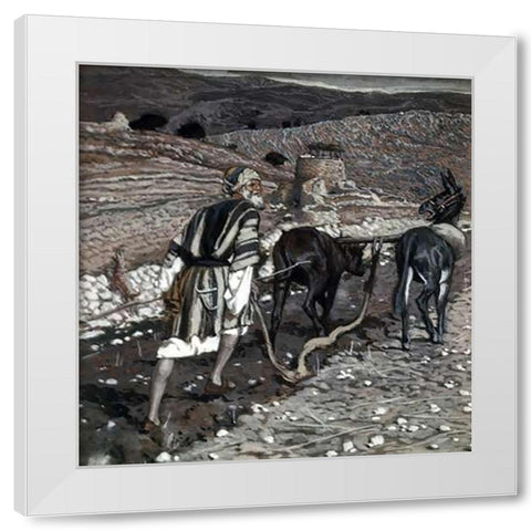 Man at The Plough White Modern Wood Framed Art Print by Tissot, James