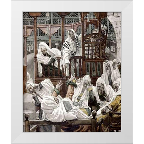 Man With The Unclean Spirit White Modern Wood Framed Art Print by Tissot, James