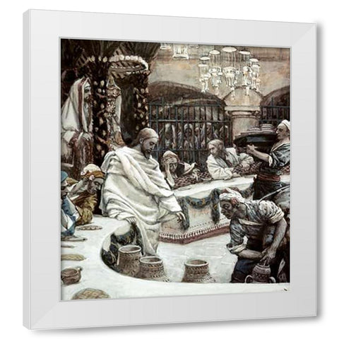 Marriage of Cana of Galilee White Modern Wood Framed Art Print by Tissot, James