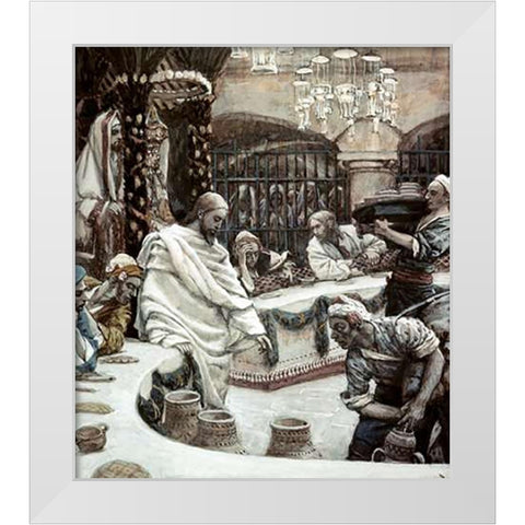 Marriage of Cana of Galilee White Modern Wood Framed Art Print by Tissot, James