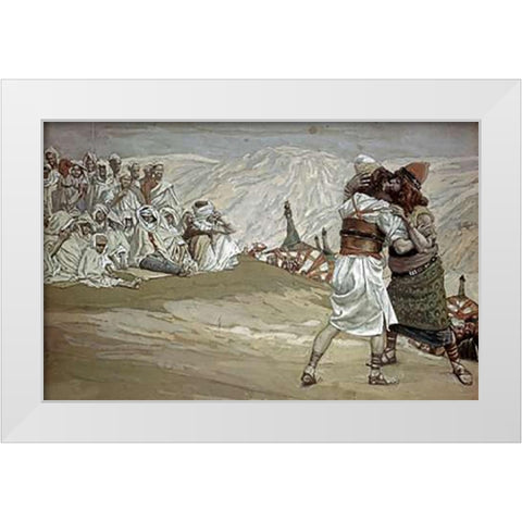 Meeting of Esau and Jacob White Modern Wood Framed Art Print by Tissot, James