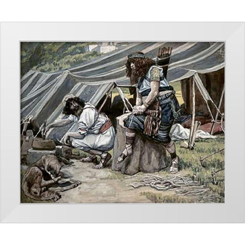 Mess of Pottage White Modern Wood Framed Art Print by Tissot, James