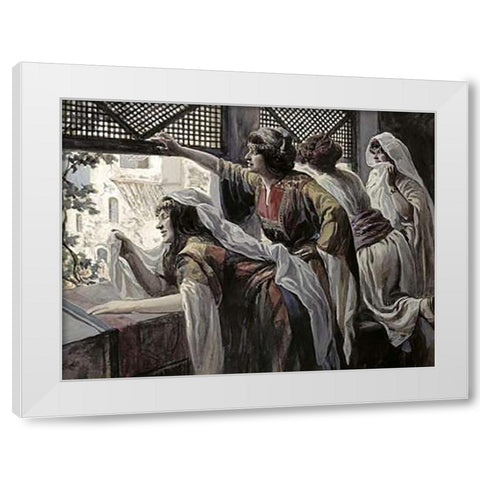 Michal Despises David White Modern Wood Framed Art Print by Tissot, James