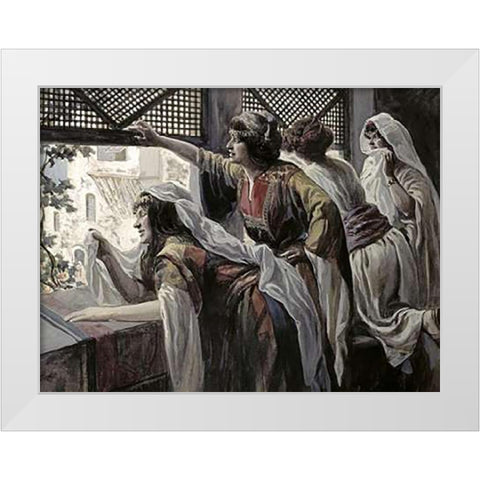 Michal Despises David White Modern Wood Framed Art Print by Tissot, James
