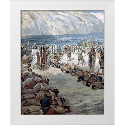 Moabites Taken Prisoners White Modern Wood Framed Art Print by Tissot, James