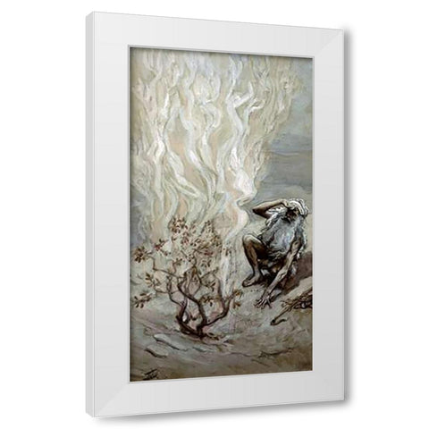 Moses Adores God In The Burning Bush White Modern Wood Framed Art Print by Tissot, James