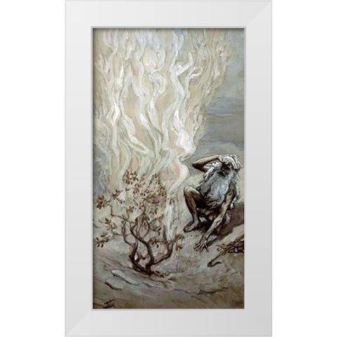Moses Adores God In The Burning Bush White Modern Wood Framed Art Print by Tissot, James