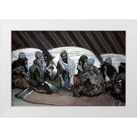 Moses and Jethro White Modern Wood Framed Art Print by Tissot, James