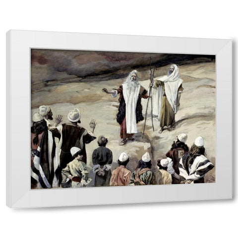 Moses Forbids The People To Follow Him White Modern Wood Framed Art Print by Tissot, James Jacques