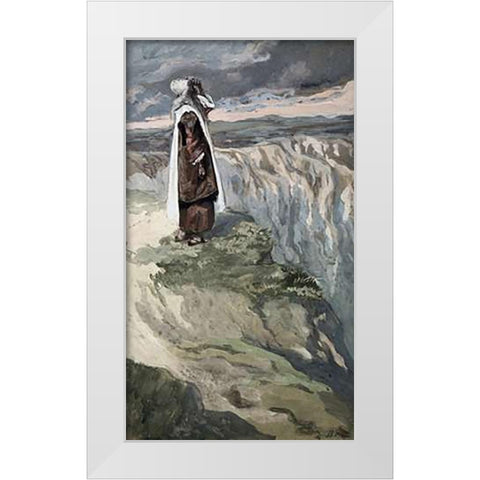 Moses On The Mountain During The Battle White Modern Wood Framed Art Print by Tissot, James