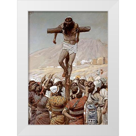 Mutilation of Adoni-Bezek White Modern Wood Framed Art Print by Tissot, James