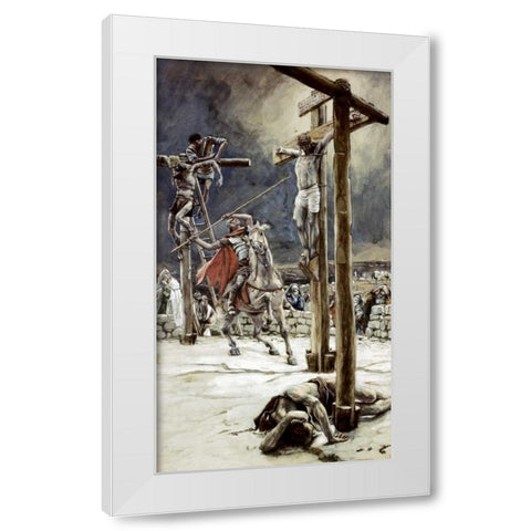 One of The Soldiers With a Spear Pierces His Side White Modern Wood Framed Art Print by Tissot, James Jacques