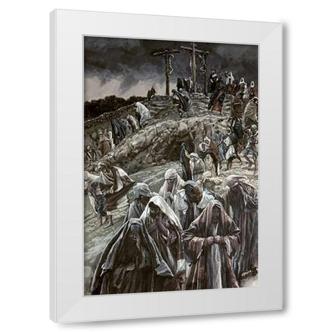 People Smote Their Breasts at What Was Done White Modern Wood Framed Art Print by Tissot, James