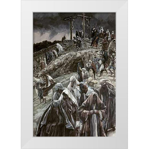 People Smote Their Breasts at What Was Done White Modern Wood Framed Art Print by Tissot, James
