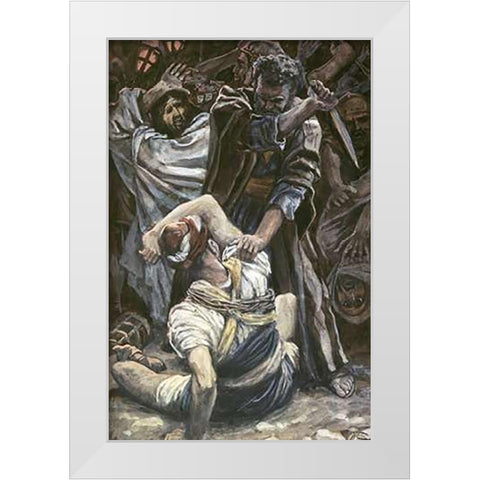 Peter Smites Off The Ear of Malchus White Modern Wood Framed Art Print by Tissot, James