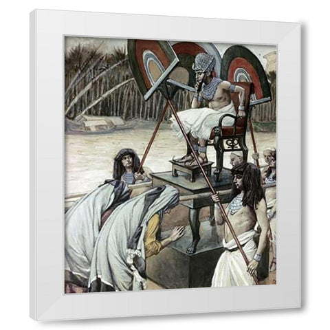 Pharaoh and The Midwives White Modern Wood Framed Art Print by Tissot, James