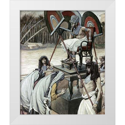 Pharaoh and The Midwives White Modern Wood Framed Art Print by Tissot, James