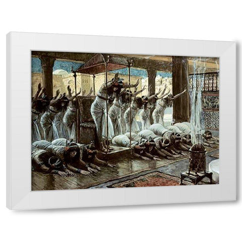 Queen of Sheba Visits Solomon White Modern Wood Framed Art Print by Tissot, James