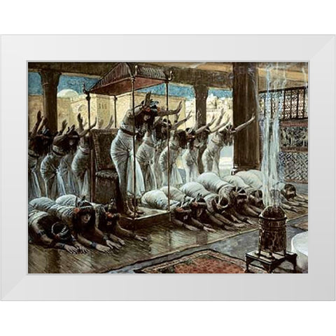 Queen of Sheba Visits Solomon White Modern Wood Framed Art Print by Tissot, James