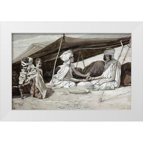 Rachel and Leah White Modern Wood Framed Art Print by Tissot, James