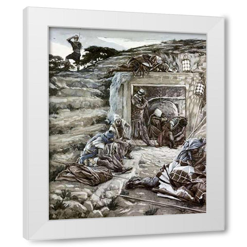 Roman Guards at The Tomb White Modern Wood Framed Art Print by Tissot, James