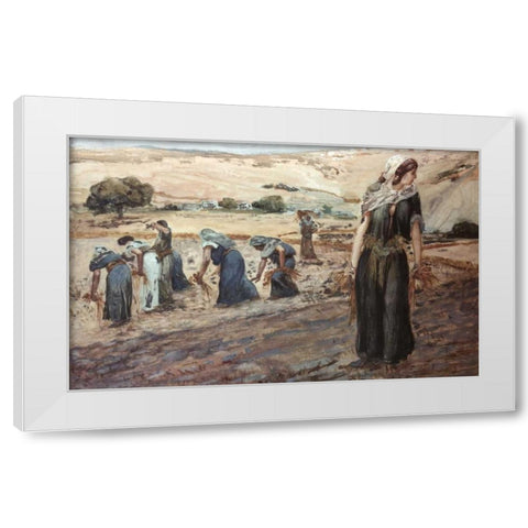 Ruth Gleaning White Modern Wood Framed Art Print by Tissot, James Jacques