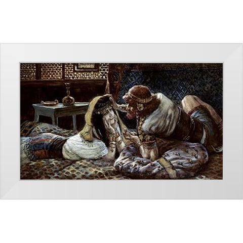 Samson and Delilah White Modern Wood Framed Art Print by Tissot, James