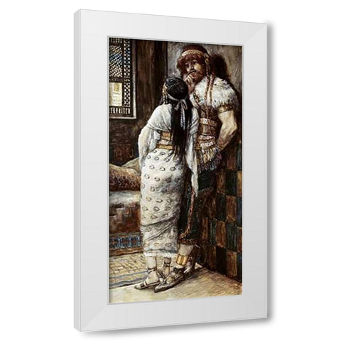 Samson and His Wife White Modern Wood Framed Art Print by Tissot, James