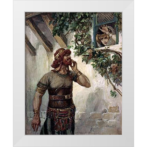 Samson Seeth Delilah at Her Window White Modern Wood Framed Art Print by Tissot, James