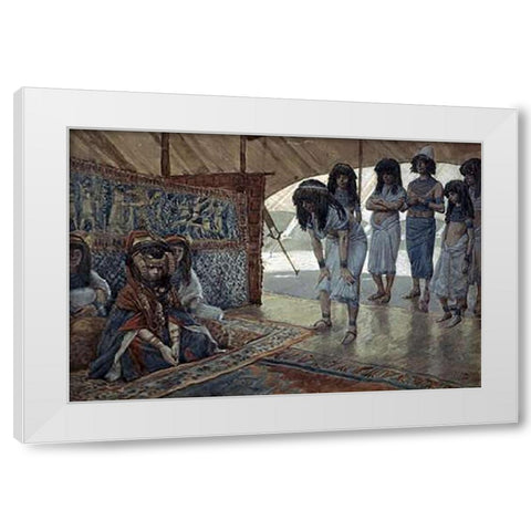 Sarah (Sarai) Is Taken To Pharaohs Palace White Modern Wood Framed Art Print by Tissot, James
