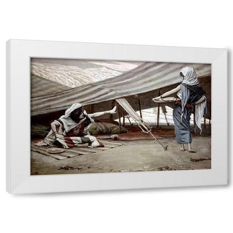 Sarah (Sarai) Sends Hagar Away White Modern Wood Framed Art Print by Tissot, James