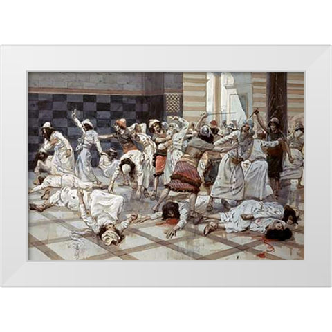 Saul Commands Doeg To Slay The Priests White Modern Wood Framed Art Print by Tissot, James