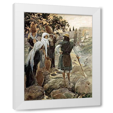 Saul Questions The Young Maidens White Modern Wood Framed Art Print by Tissot, James
