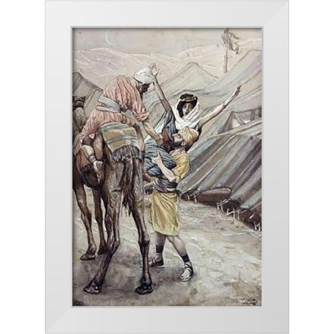 Seduction of Dinah, Daughter of Leah White Modern Wood Framed Art Print by Tissot, James