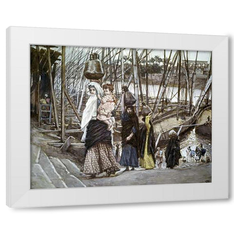 Sojourn In Egypt White Modern Wood Framed Art Print by Tissot, James